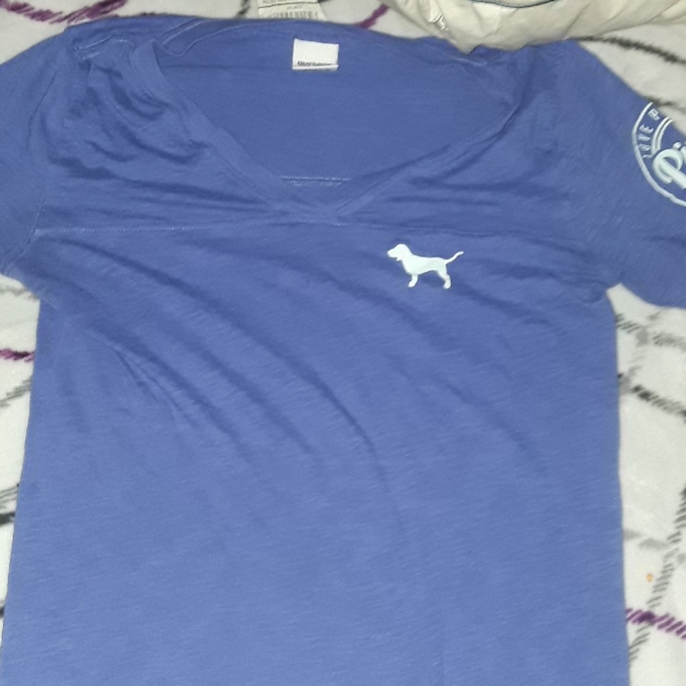 Pink blue shirt